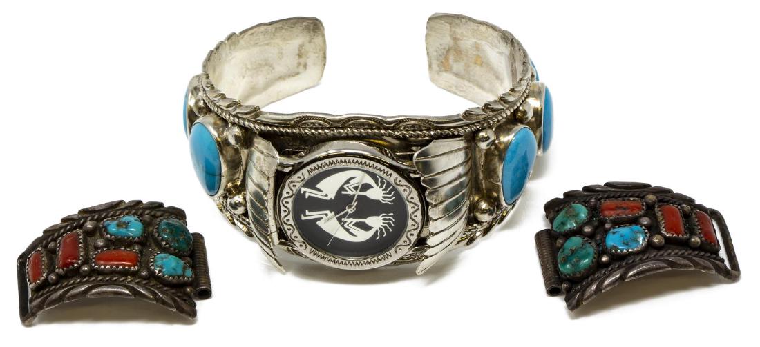 (3) NATIVE AMERICAN STERLING WATCH CUFF & TIPS (1 of 5)