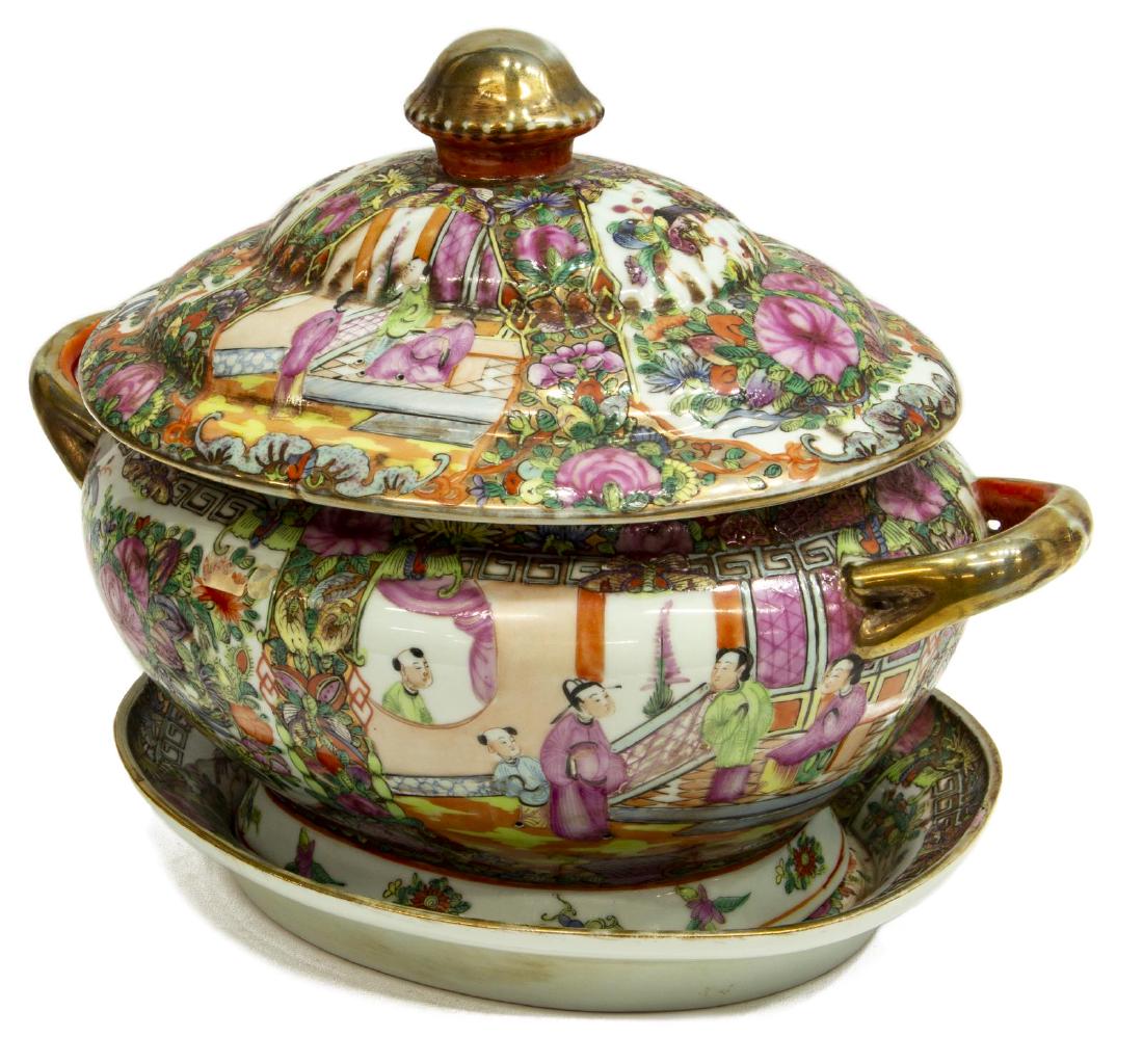 CHINESE ROSE-CANTON LIDDED TUREEN W/UNDERPLATE (1 of 2)