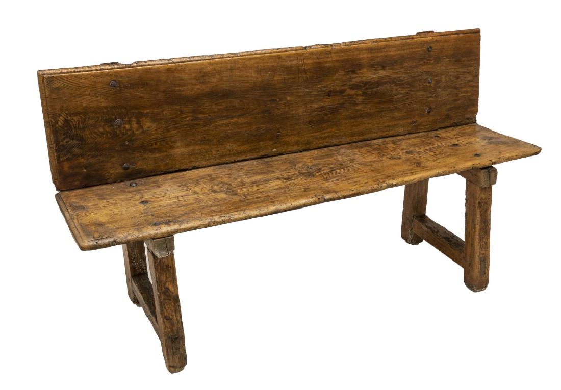 ANTIQUE MEXICO PINE HACIENDA OR CHURCH BENCH (1 of 3)
