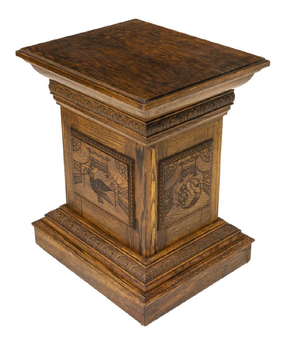 AMERICAN CARVED OAK PEDESTAL, MASONIC LODGE (1 of 2)