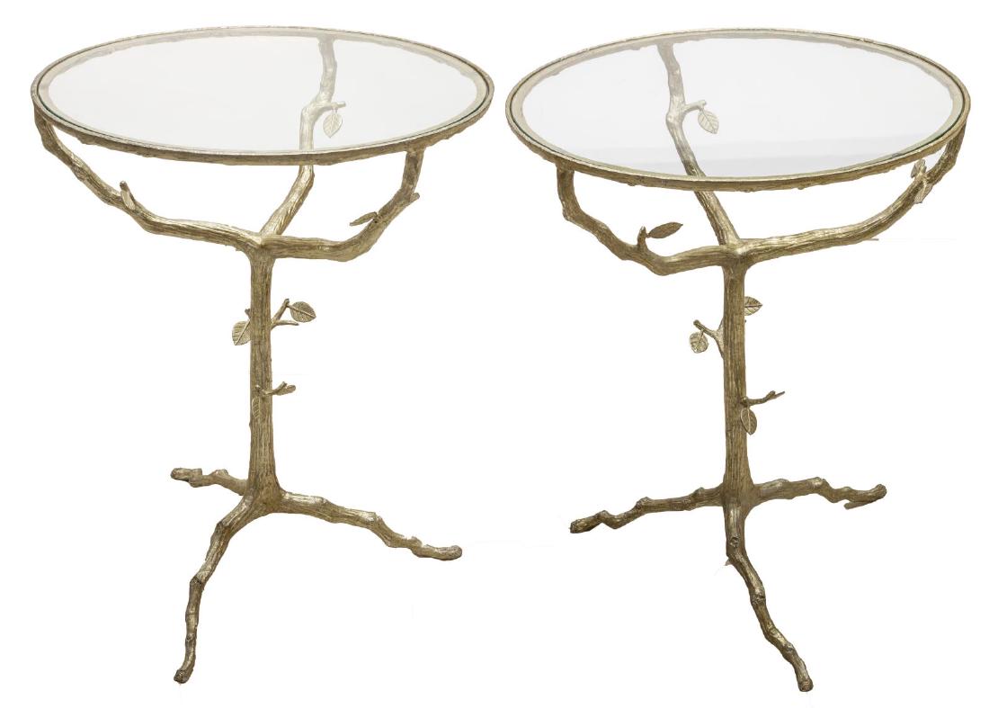 (2) MODERN SILVER GILT STEEL TWIG FORM SIDE TABLES (1 of 2)