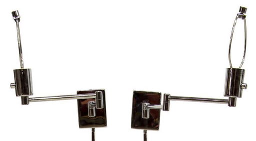 2 Hinson Lighting Chrome Swing Arm Wall Lamps 2 Hinson Lighting Chrome Swing Arm Wall Lamps