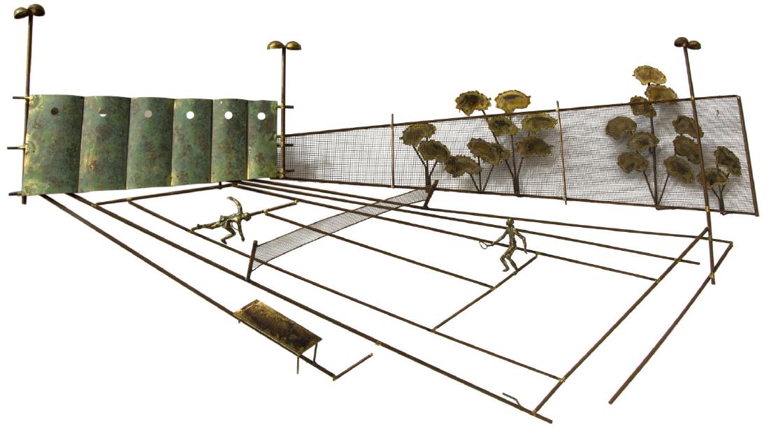 C. JERE TENNIS MATCH MIXED METAL WALL SCULPTURE (1 of 3)