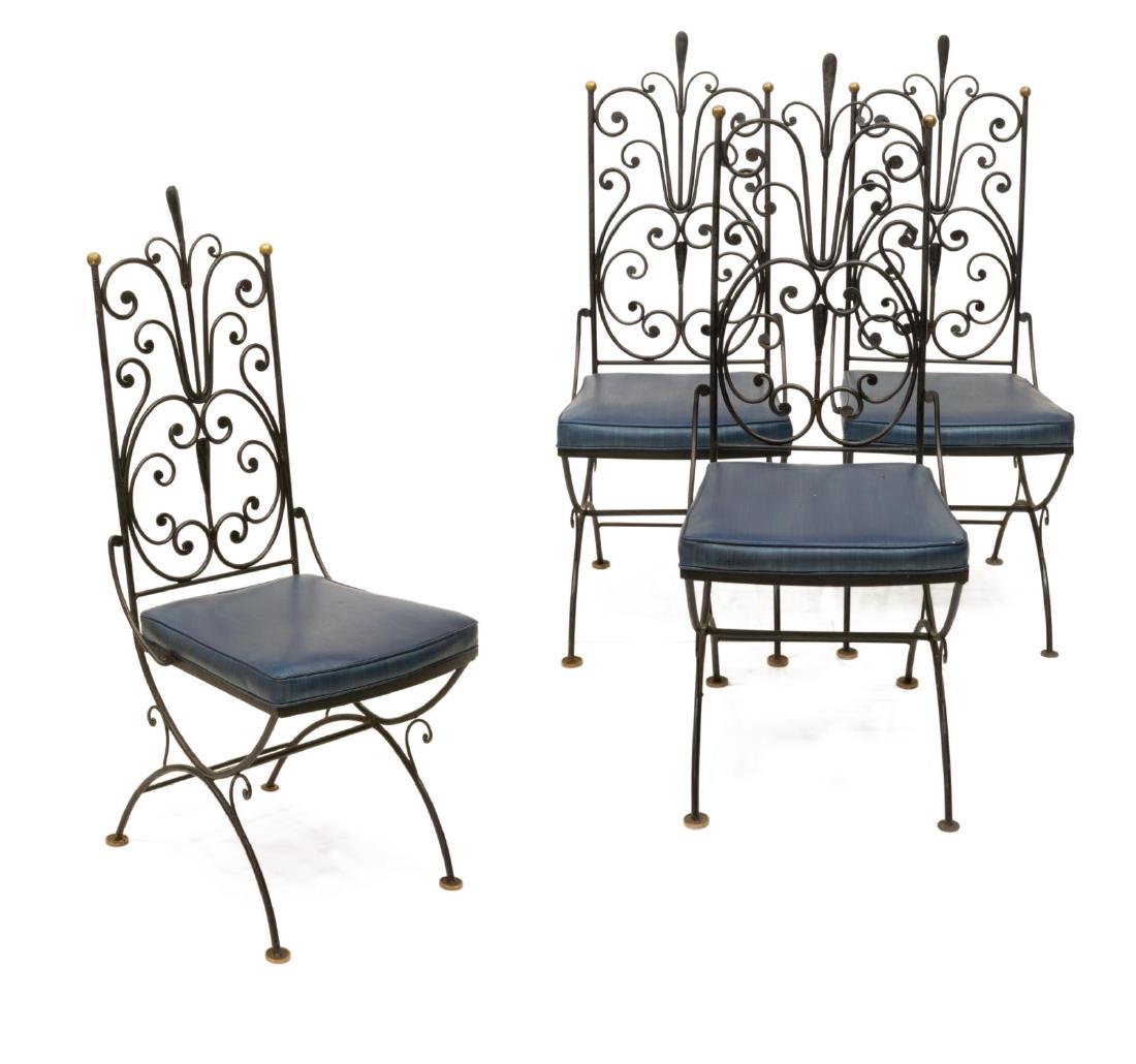 4) ITALIAN MID-CENTURY MODERN SCROLLED IRON CHAIRS (1 of 2)