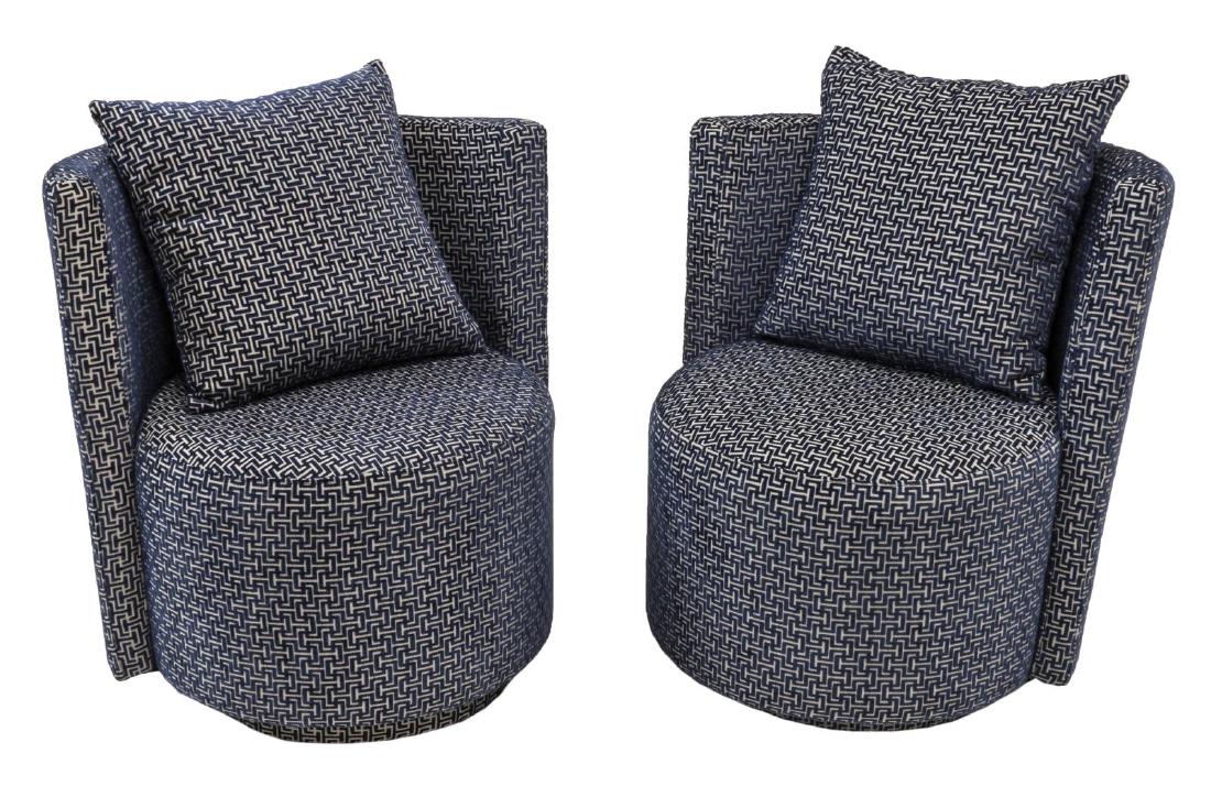 (2) CONTEMPORARY UPHOLSTERED SWIVEL CLUB CHAIRS (1 of 2)