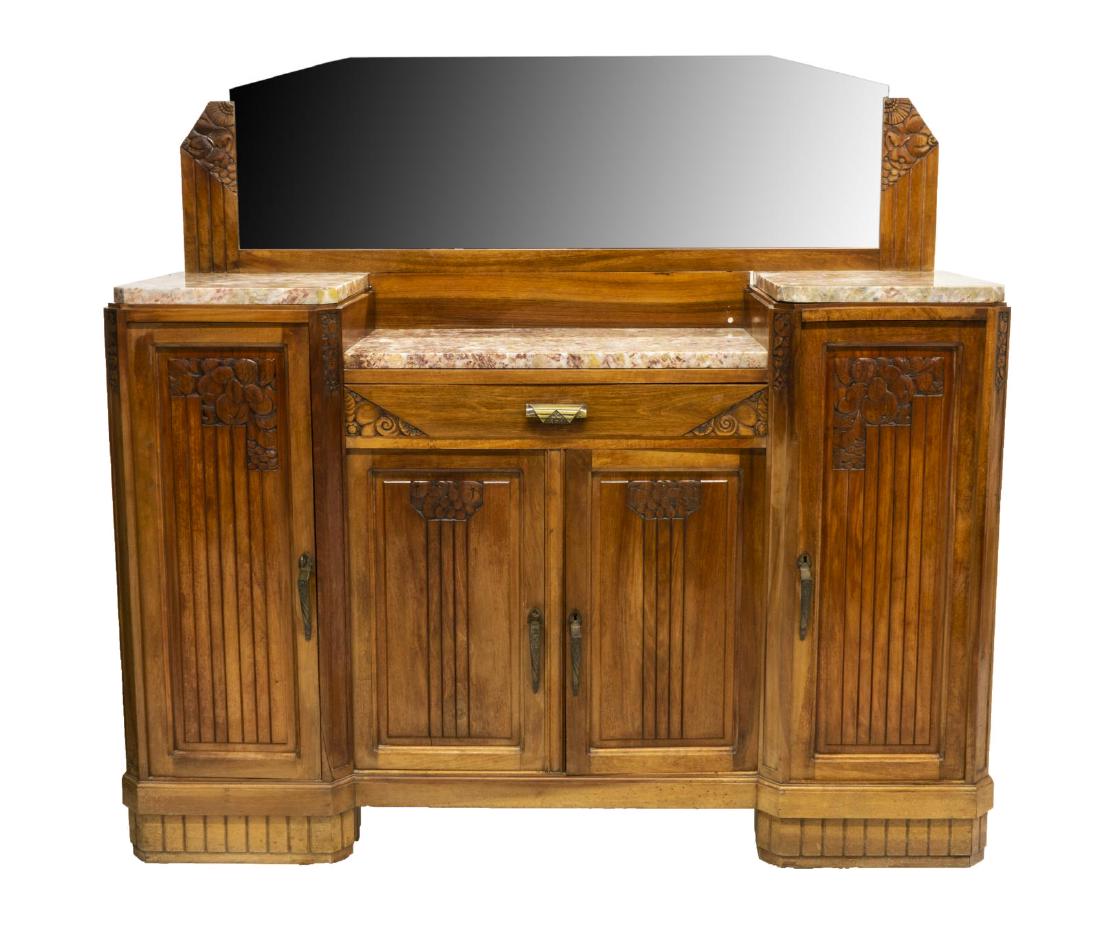 FRENCH ART DECO WALNUT & MARBLE BUFFET (1 of 3)