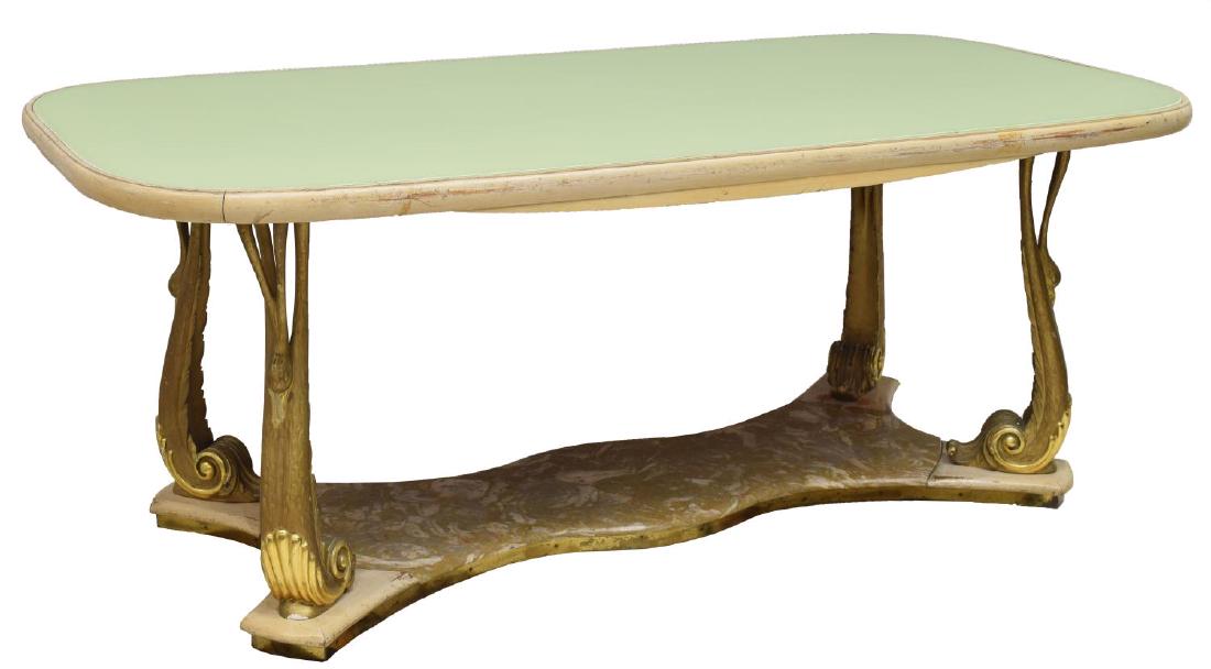 V. DASSI (ATT.) GLASS & SWAN DINING TABLE (1 of 3)