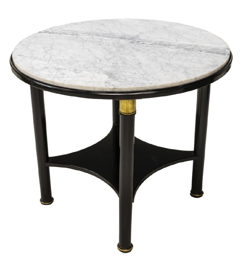MAISON JANSEN (ATTRIB.) MARBLE-TOP EBONIZED TABLE (1 of 2)