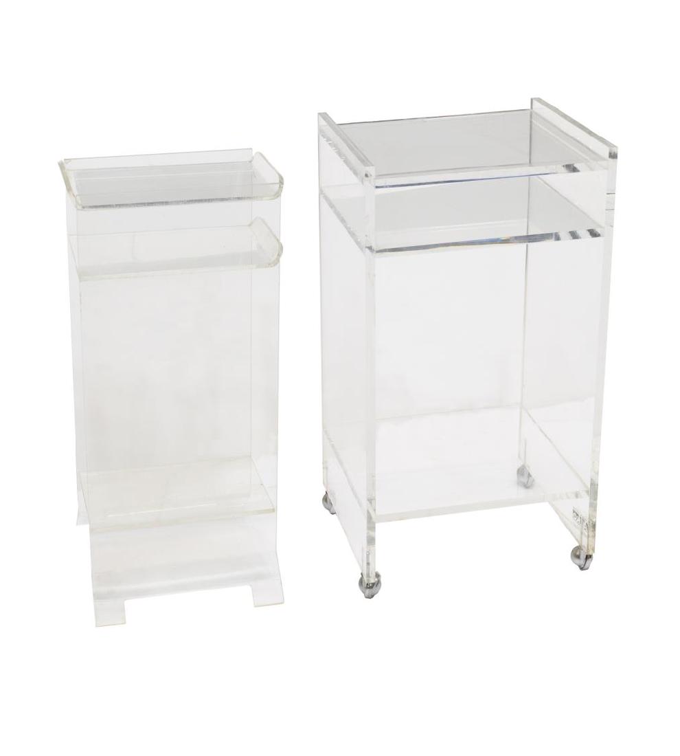 (2) MODERN LUCITE STANDS, ONE WITH AKKO STICKER (1 of 3)