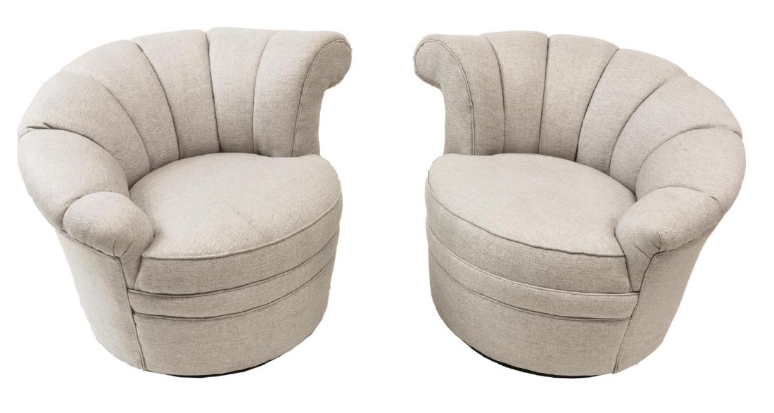 (2) CONTEMPORARY BOUCLE UPHOLSTERED ARMCHAIRS (1 of 2)