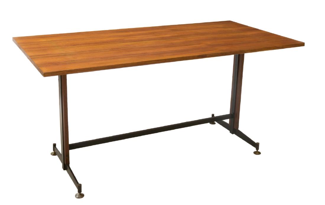 ITALIAN MID-CENTURY MODERN TEAK IRON DINING TABLE (1 of 2)