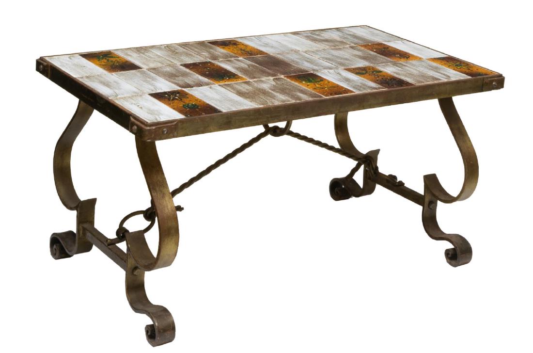 FRENCH MODERN TILE TOP & IRON COFFEE TABLE (1 of 2)