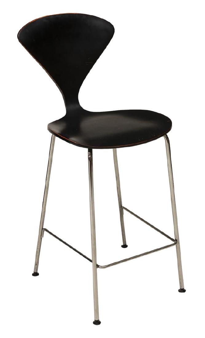 ARNE JACOBSEN (ATTRIB.) MODERN EBONIZED BARSTOOL (1 of 2)