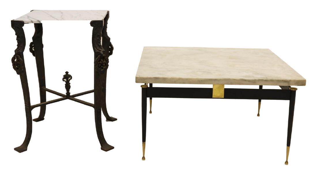2) MID-CENTURY & FIGURAL MARBLE & IRON SIDE TABLES (1 of 3)