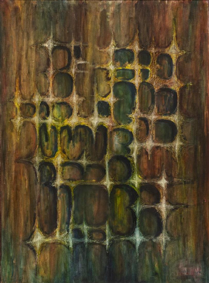 FRAMED MID-CENTURY ABSTRACT OIL PAINTING, SIGNED (1 of 4)