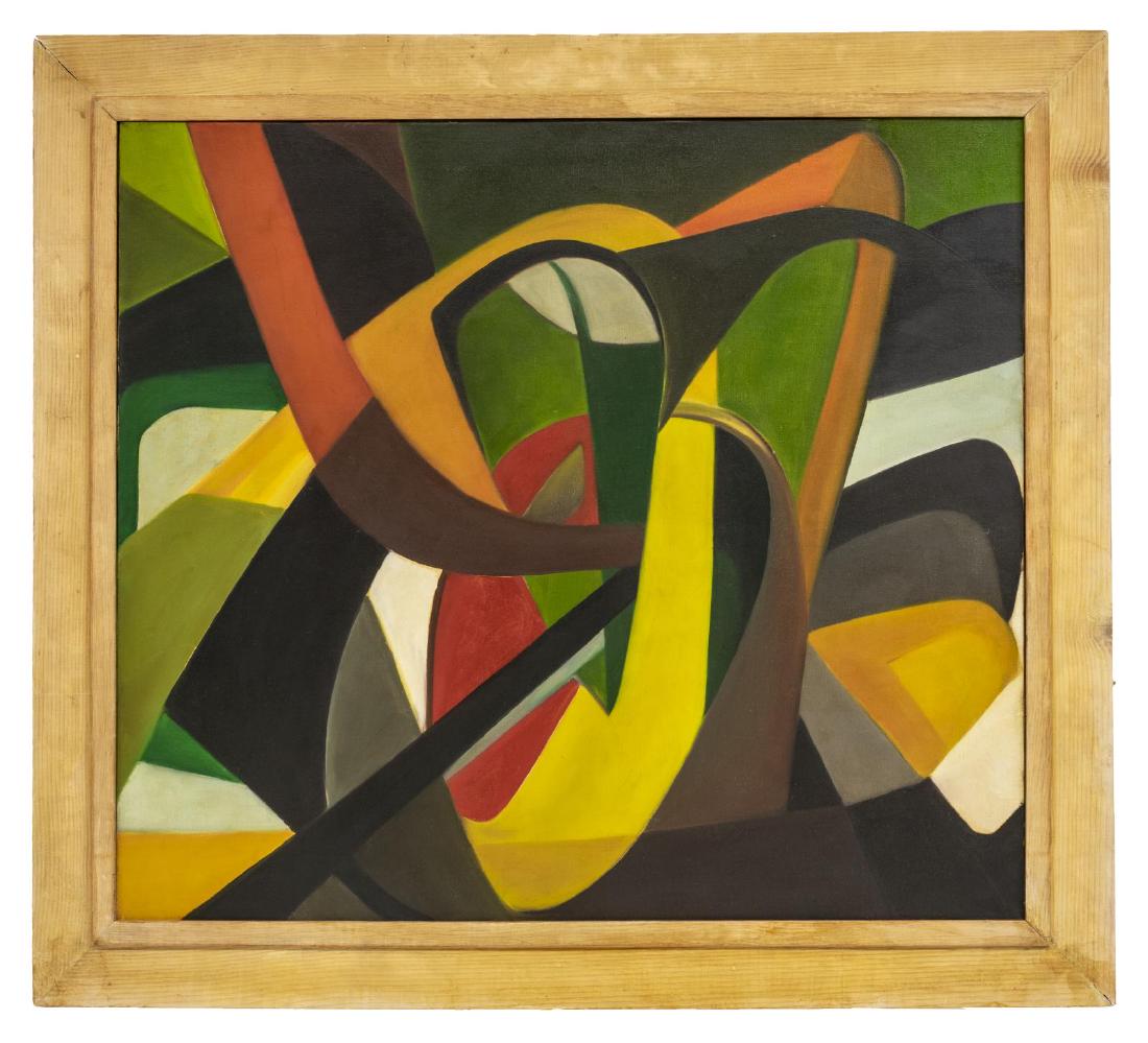 FRAMED OIL ON CANVAS COLORFUL ABSTRACT PAINTING (1 of 3)