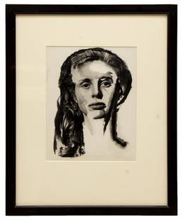 ROGER CATHERINEAU (D.1962) PHOTOGRAPHIC PRINT: Framed silver gelatin photographic print, "L'Inconnue Revelee I" (The Unknown Revealed I), unsigned, Roger Catherineau (France, 1925-1962), stamp verso with artist's name and Le Raincy address, sight: