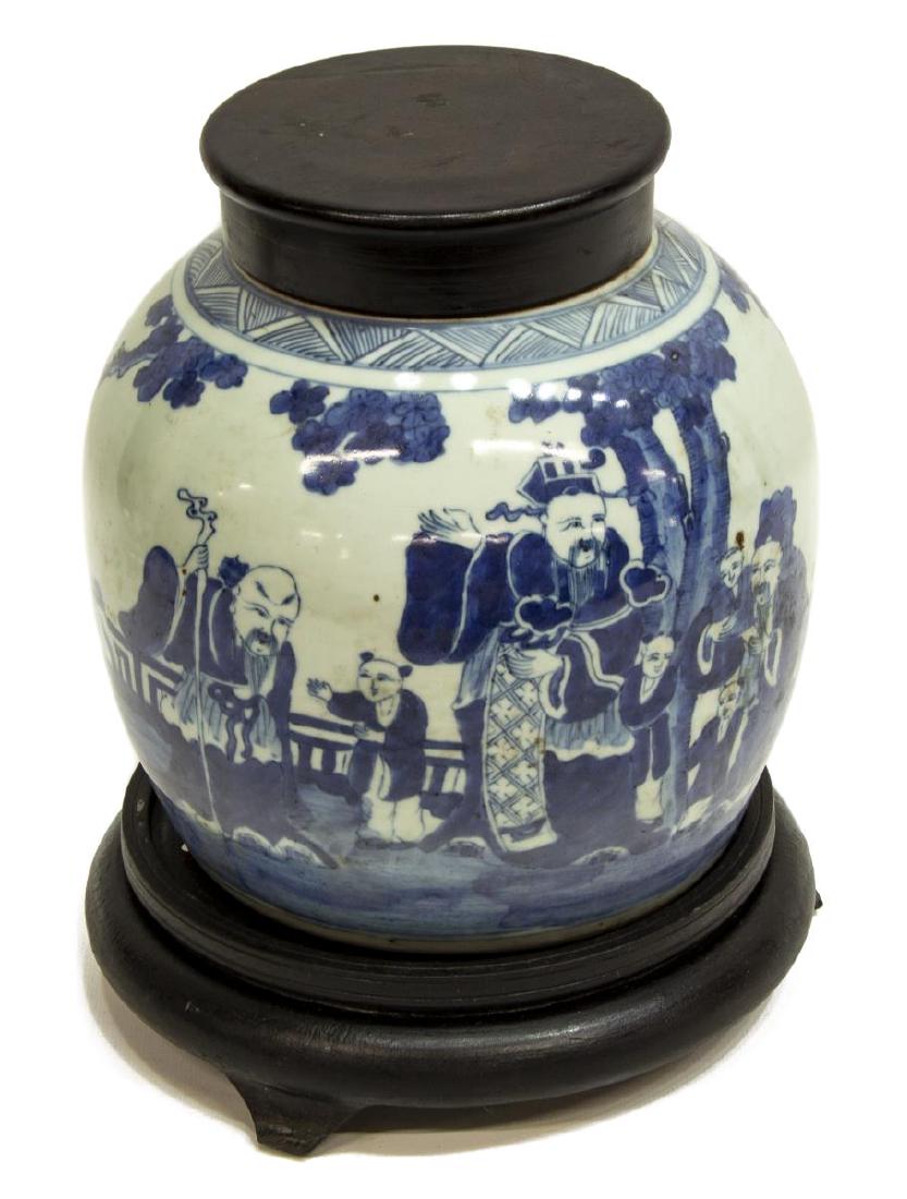 CHINESE B & W PORCELAIN COVERED MELON JAR (1 of 3)
