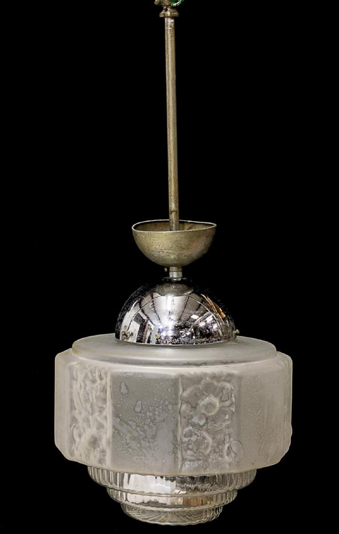 ITALIAN ART DECO FROSTED SINGLE-LIGHT CEILING LAMP (1 of 2)