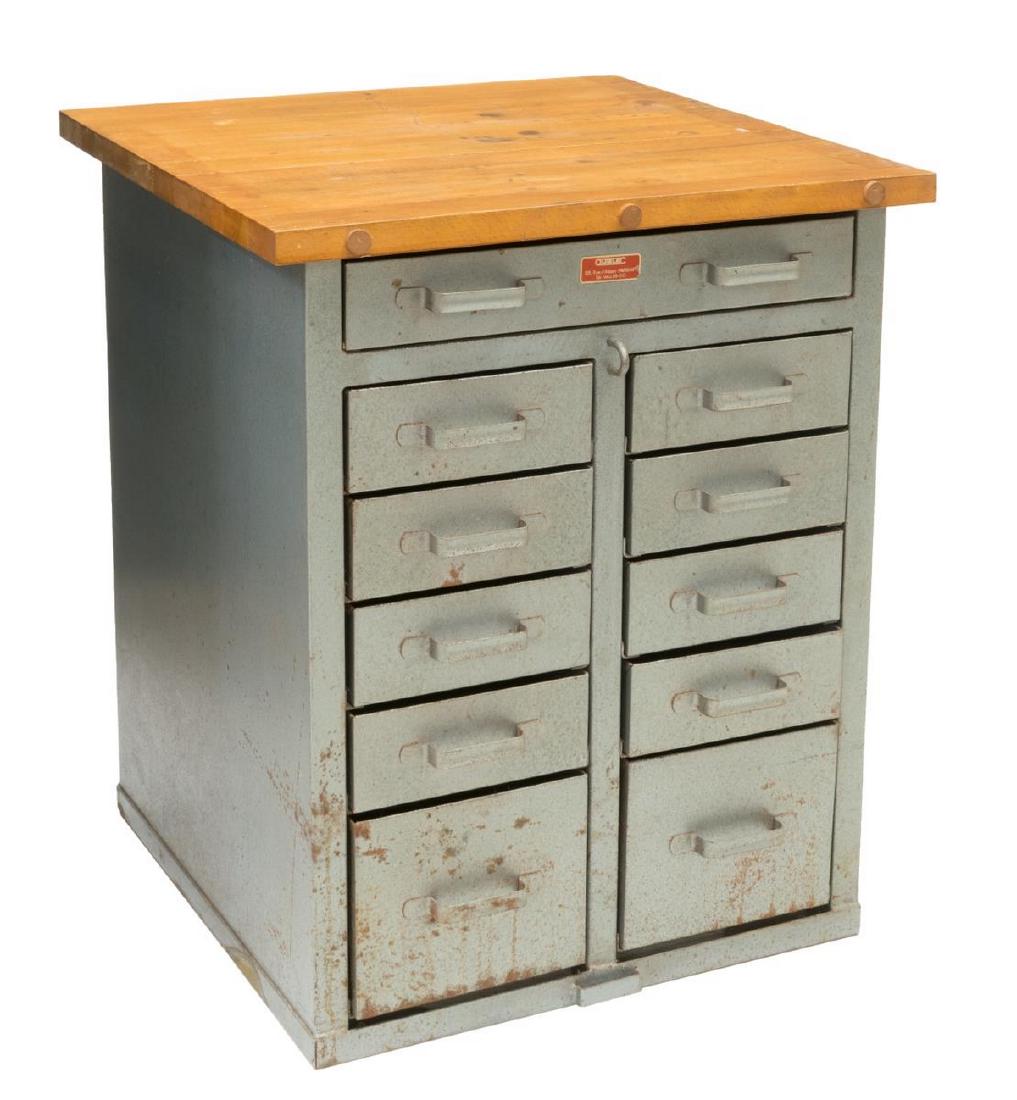 FRENCH INDUSTRIAL STYLE PINE & METAL CABINET (1 of 4)