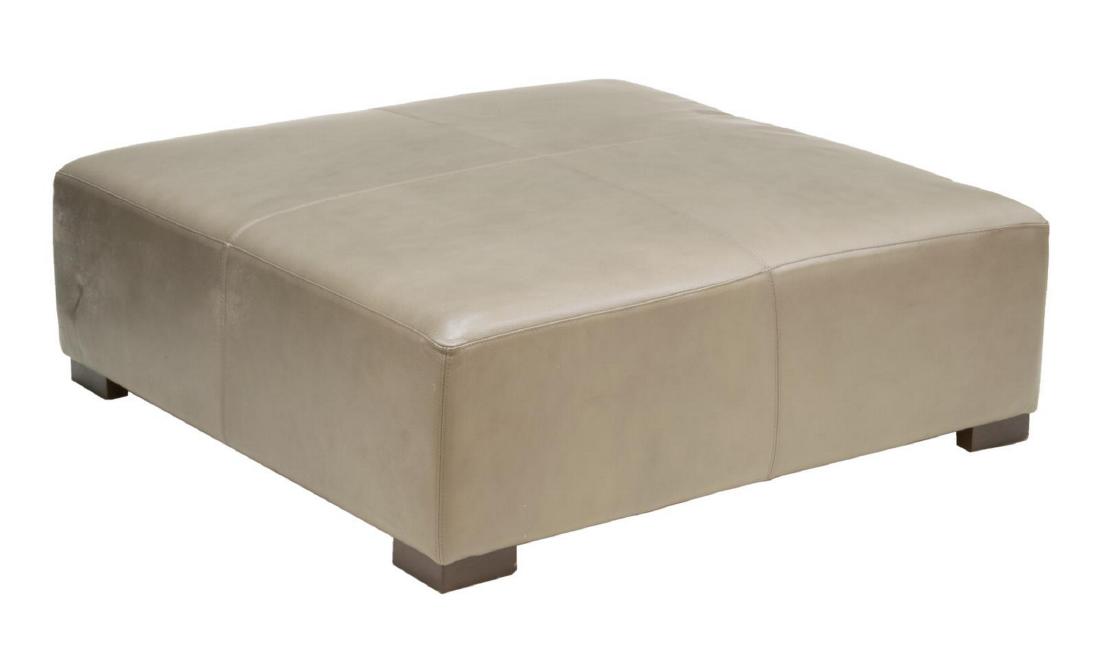 CONTEMPORARY GRAY GRAINED LEATHER LOW OTTOMAN (1 of 2)