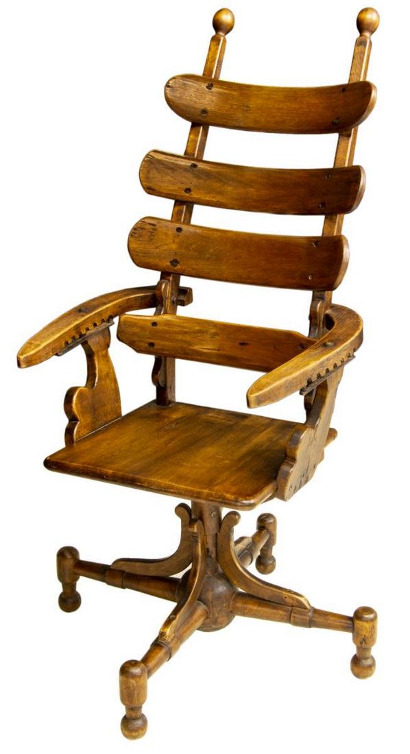 UNUSUAL ALL WOOD MORRIS RECLINING CHAIR (1 of 6)