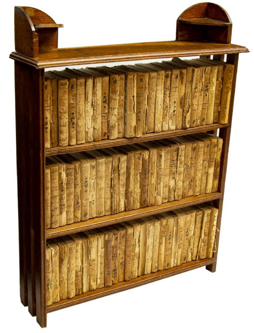 (76) OAK BOOK STAND & FRENCH MINIATURE BOOKS (1 of 4)