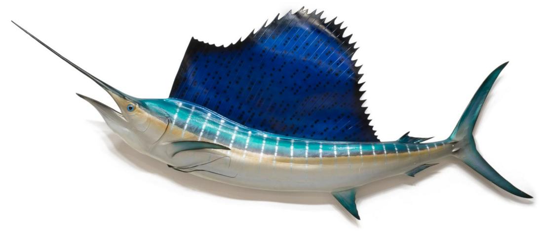 FIBERGLASS SAILFISH SWORDFISH REPLICA MOUNT, 104" (1 of 3)
