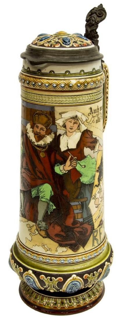 METTLACH STEIN, GAMBRINUS IN HIS KINGDOM, #2107 (1 of 7)