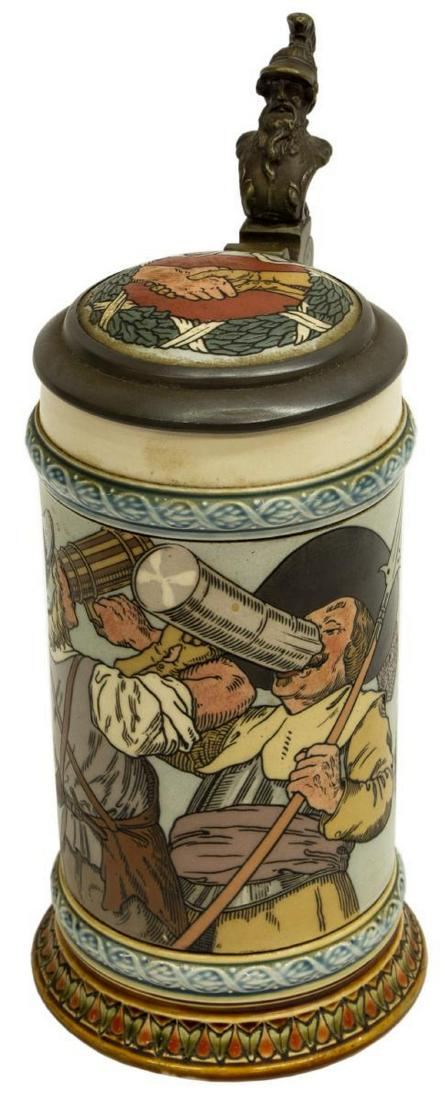 METTLACH ETCHED STEIN, TWO REVELERS, #2639 (1 of 6)