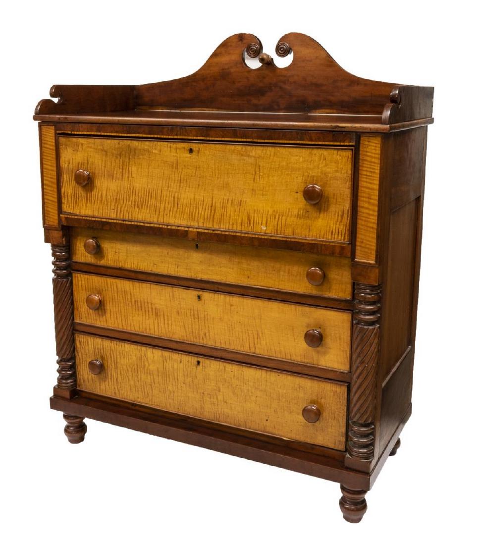 AMERICAN EMPIRE STYLE CURLY MAPLE CHEST OF DRAWERS (1 of 3)