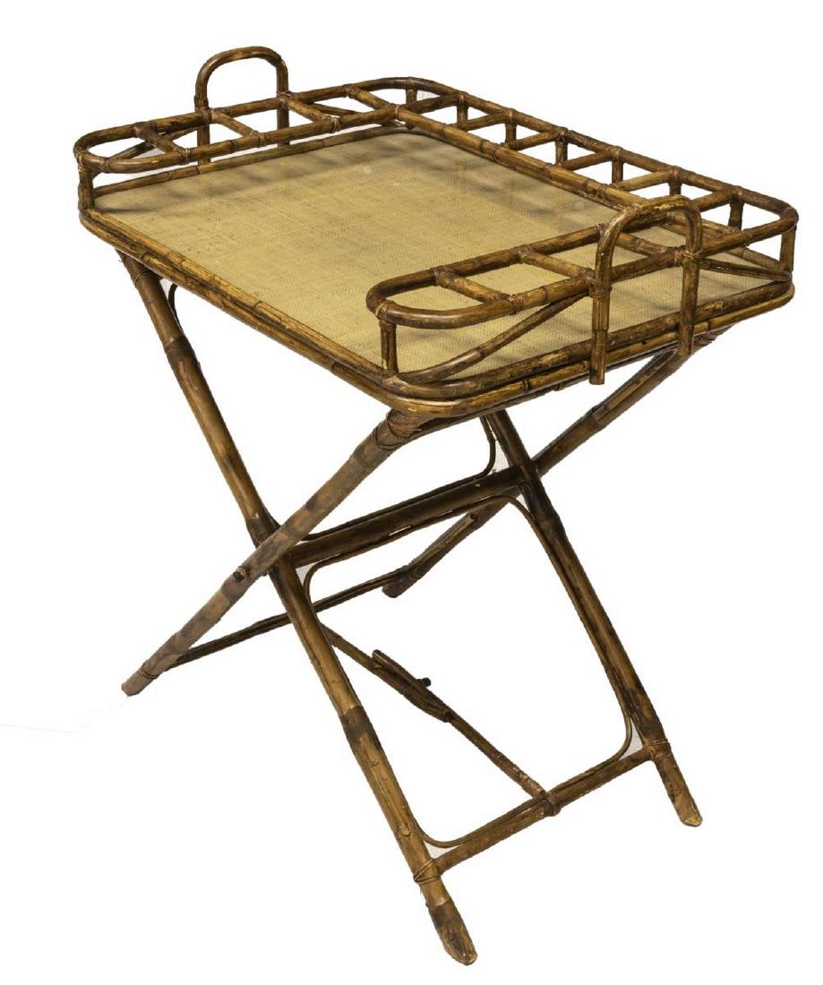BUTLER'S BAMBOO BAR TRAY ON FOLDING STAND (1 of 2)