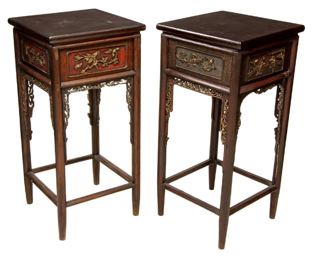 (2) CHINESE CARVED HIGH SIDE TABLES (1 of 4)