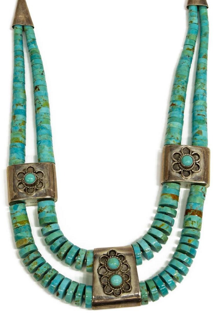 SOUTHWESTERN STERLING & TURQUOISE BEAD NECKLACE (1 of 4)