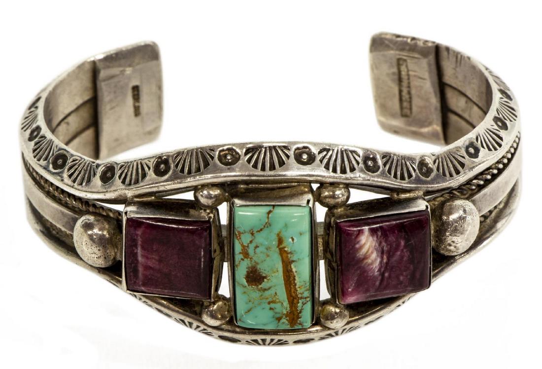 SOUTHWESTERN STERLING & TURQUOISE CUFF, E. FRANCES (1 of 6)