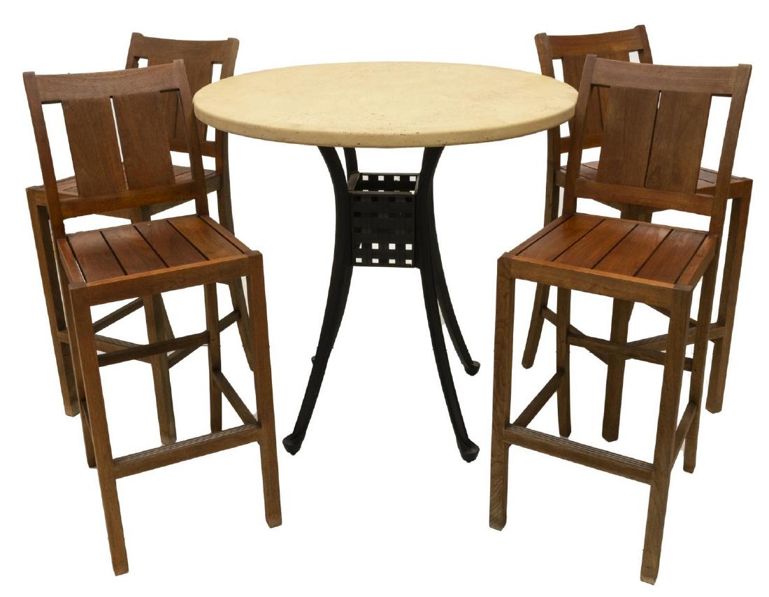 (5) 'SUMMER CLASSICS' TEAKWOOD & METAL BISTRO SET (1 of 4)