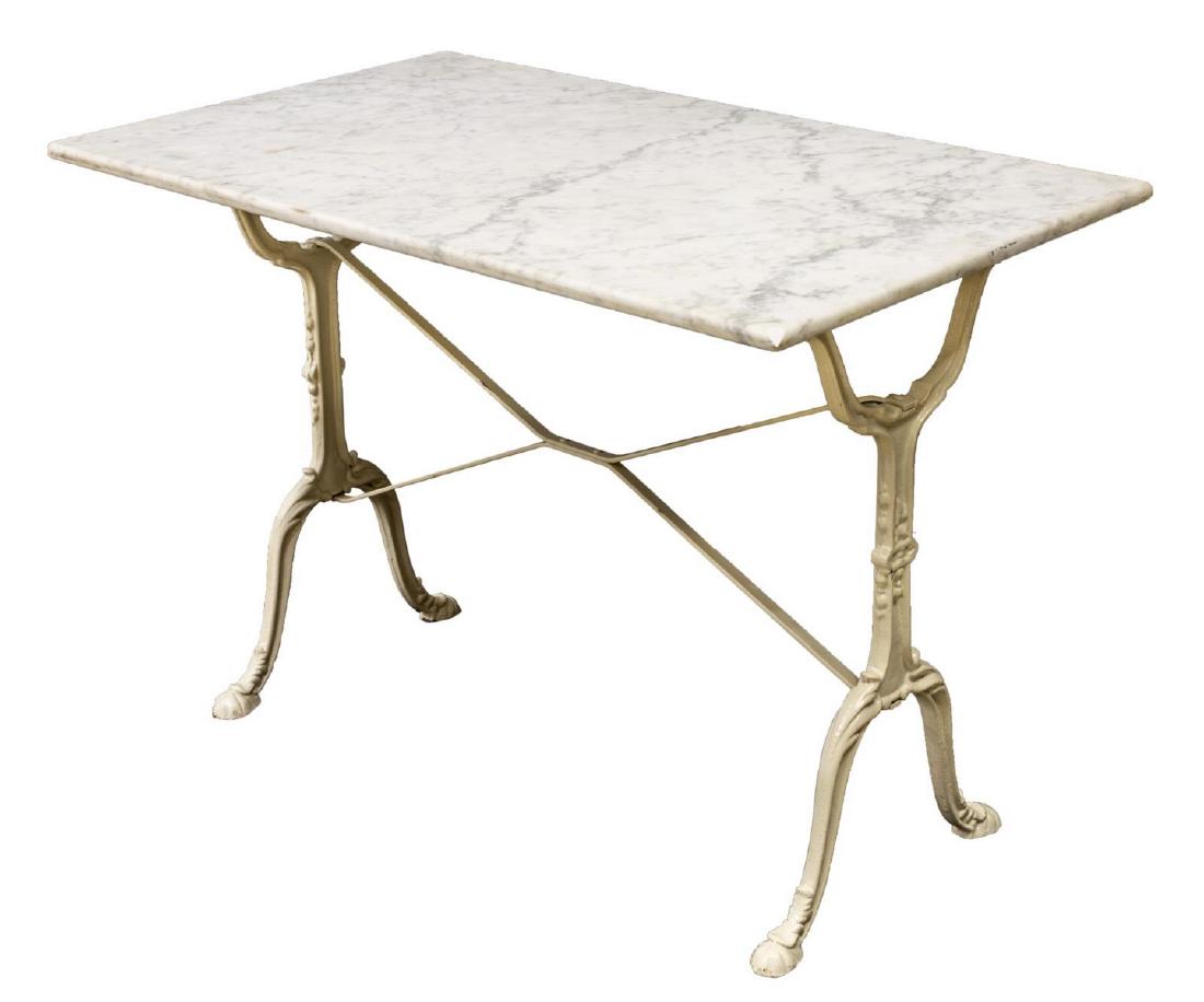 PARISIAN MARBLE TOP PAINTED CAST IRON BISTRO TABLE (1 of 2)