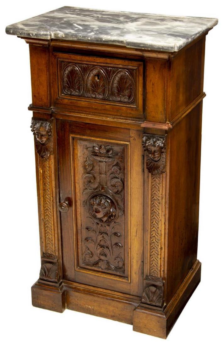 LOUIS PHILIPPE MARBLE-TOP BEDSIDE CABINET (1 of 6)