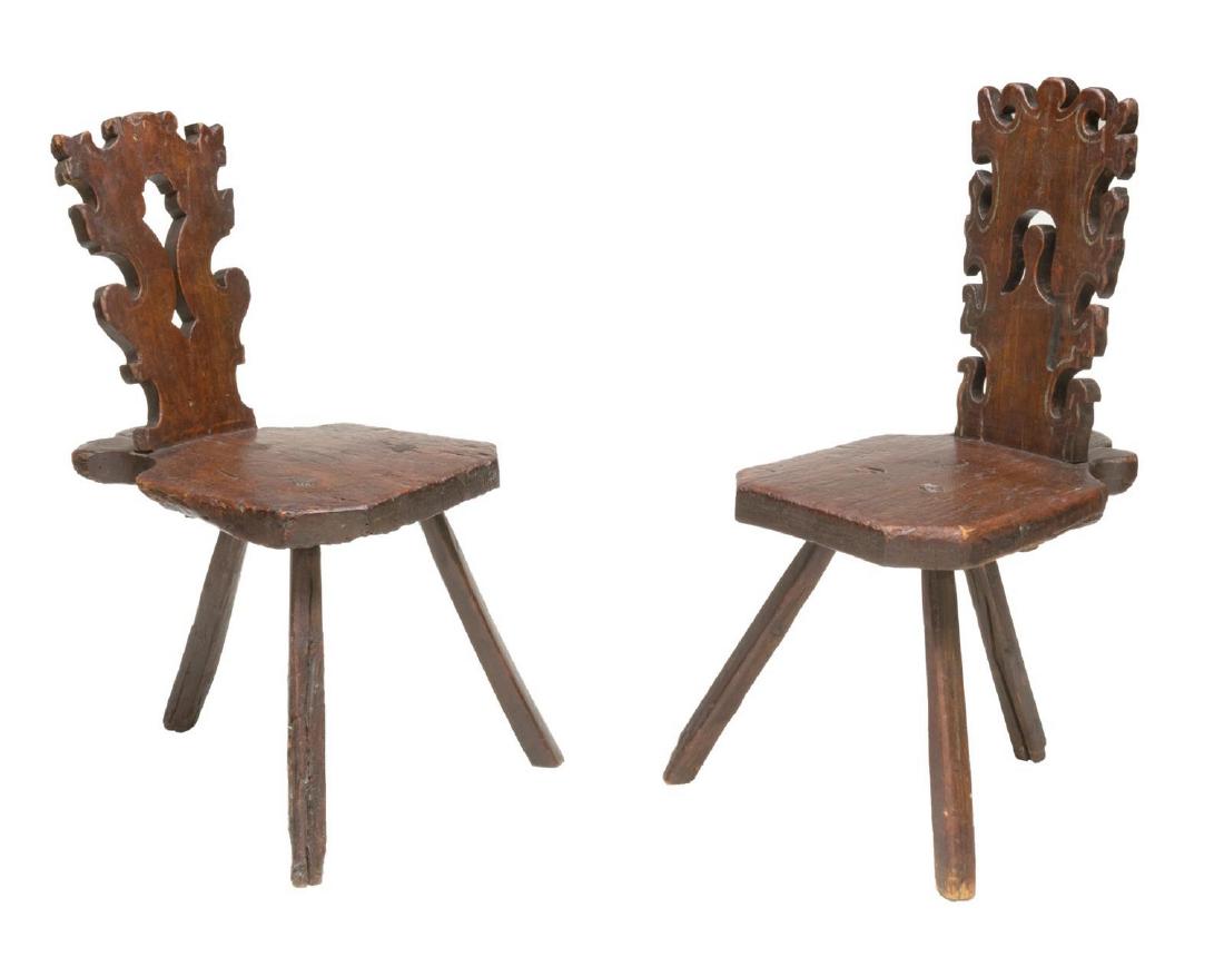 (2) CONTINENTAL PRIMITIVE TENON-JOINED CHAIRS (1 of 3)