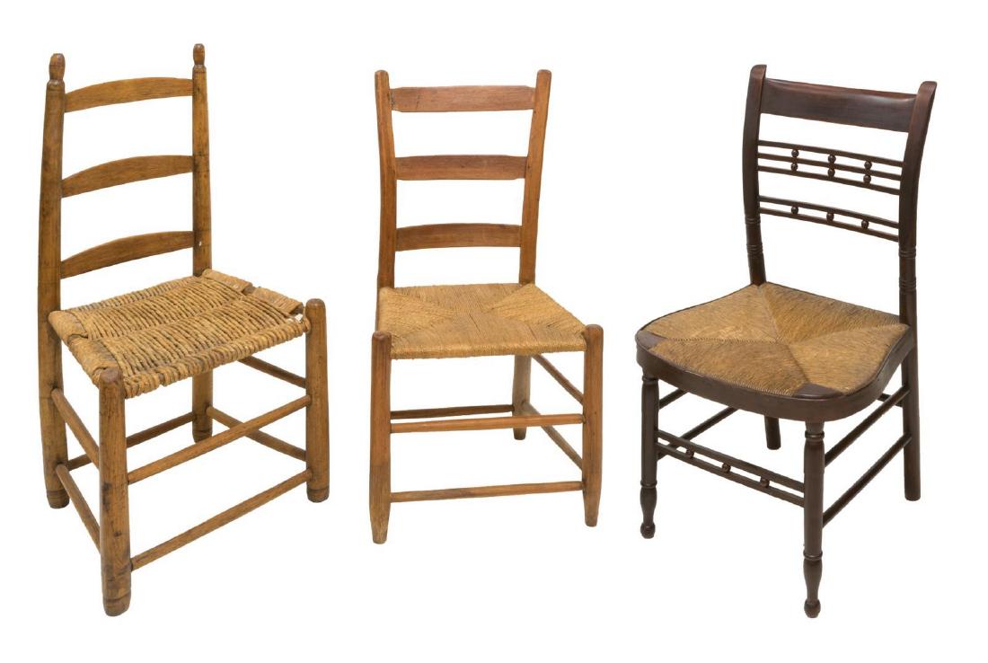 (3) LADDER BACK RUSH SEAT CHAIRS (1 of 2)