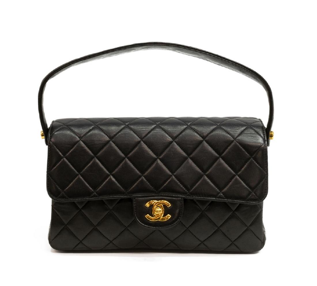 CHANEL BLACK QUILTED LEATHER DOUBLE-SIDED FLAP BAG (1 of 5)