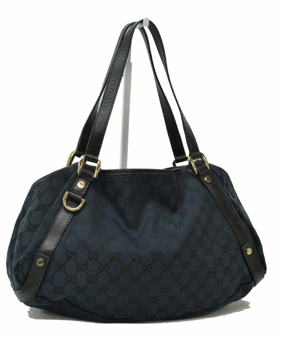 GUCCI 'ABBEY HOBO' BLACK MONOGRAM CANVAS HANDBAG (1 of 4)