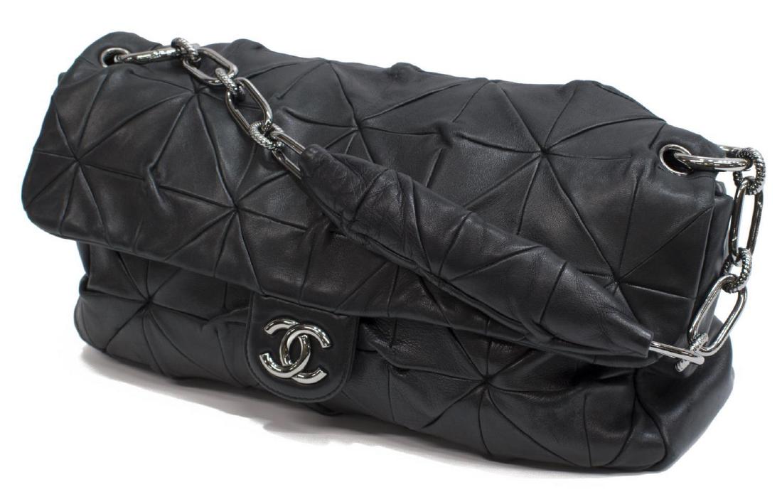CHANEL 'ORIGAMI' BLACK LEATHER FLAP HANDBAG (1 of 4)