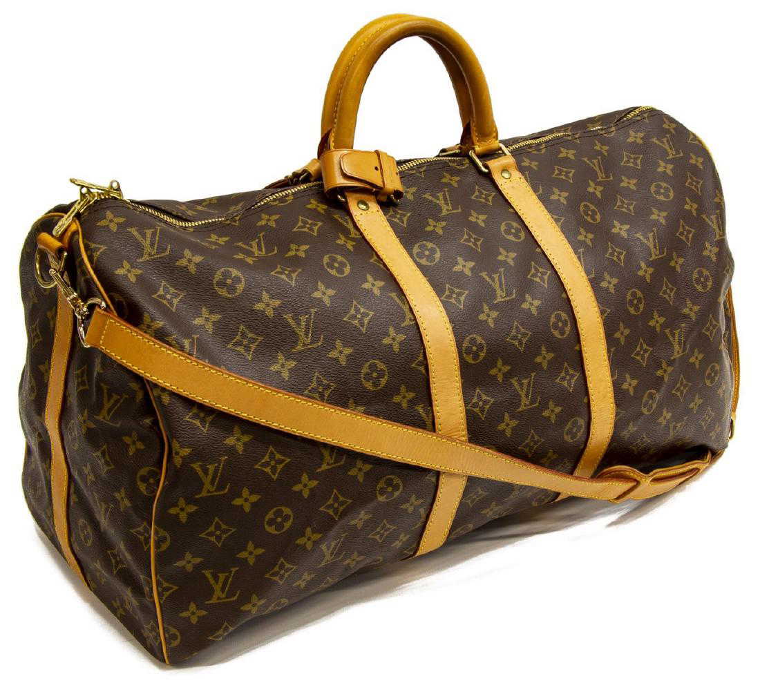 LOUIS VUITTON &#39;KEEPALL 55&#39; CANVAS DUFFLE BAG