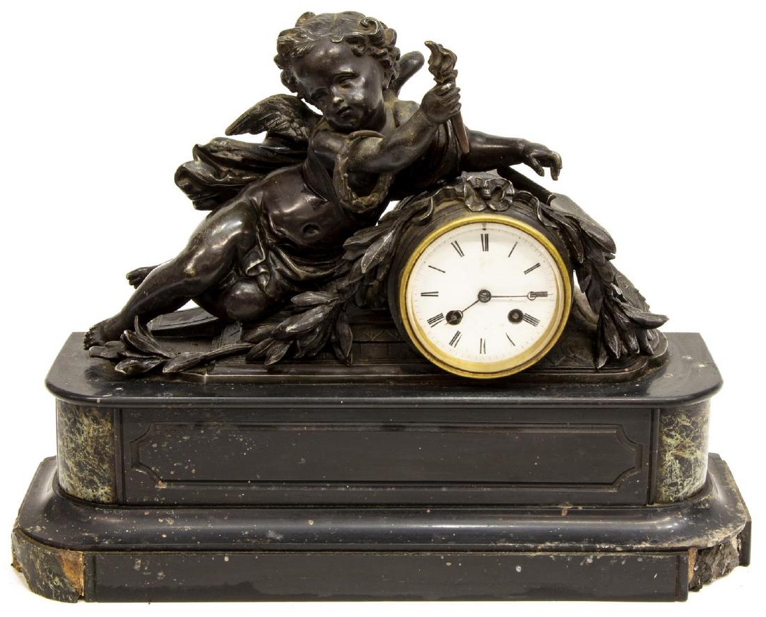 FRENCH BRONZE FIGURAL MANTLE CLOCK (1 of 4)