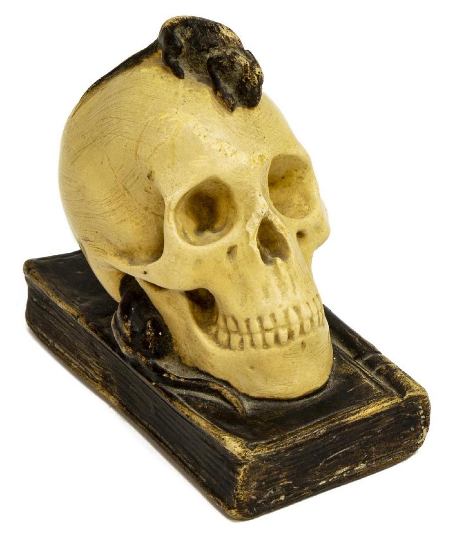 ITALIAN 19THC. CERAMIC MEMENTO MORI SKULL (1 of 3)