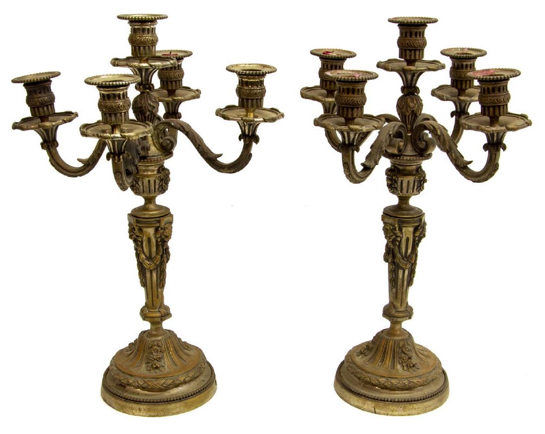2) FRENCH BRONZE NEOCLASSICAL STYLE 5-LIGHT CANDELABRAS (1 of 2)