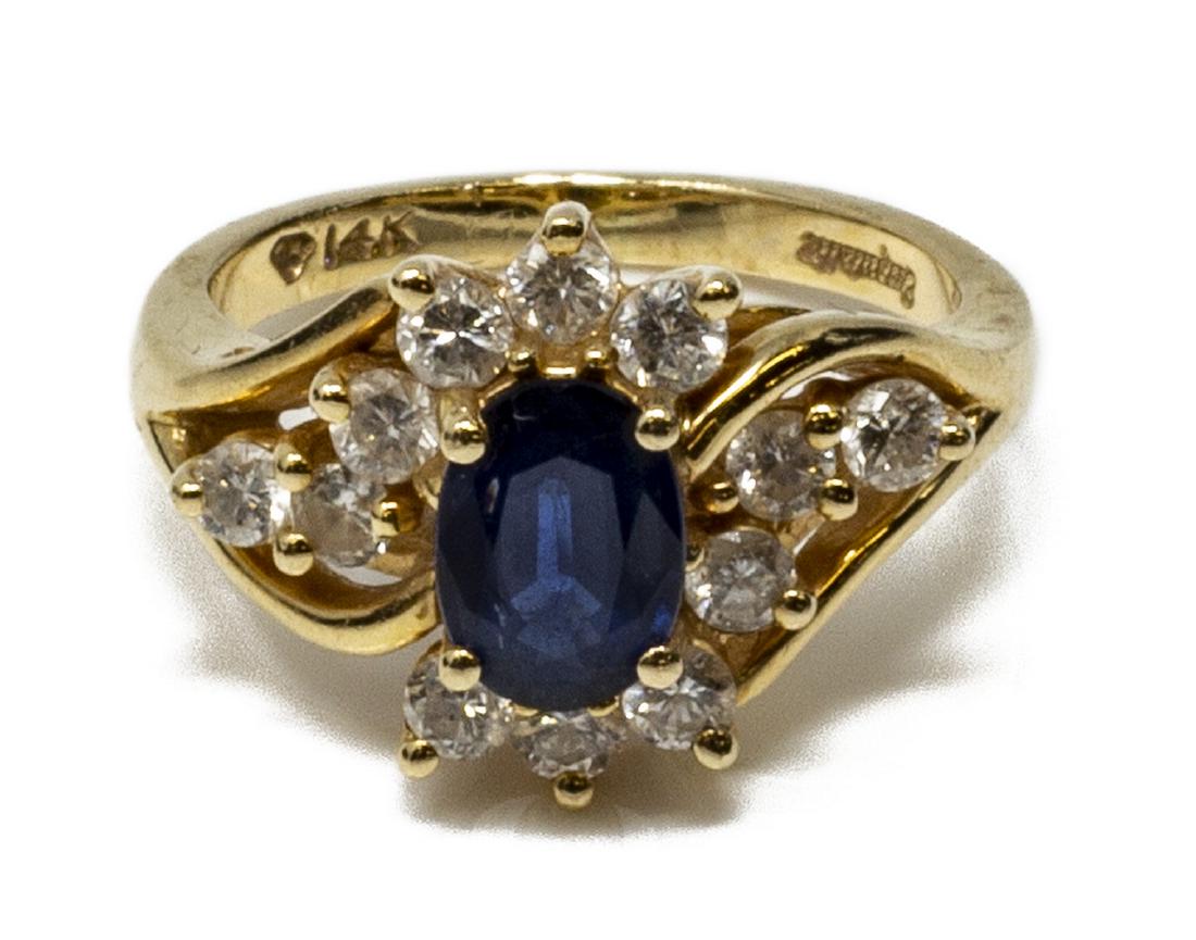 LADIES ESTATE 14KT GOLD, SAPPHIRE & DIAMOND RING (1 of 6)