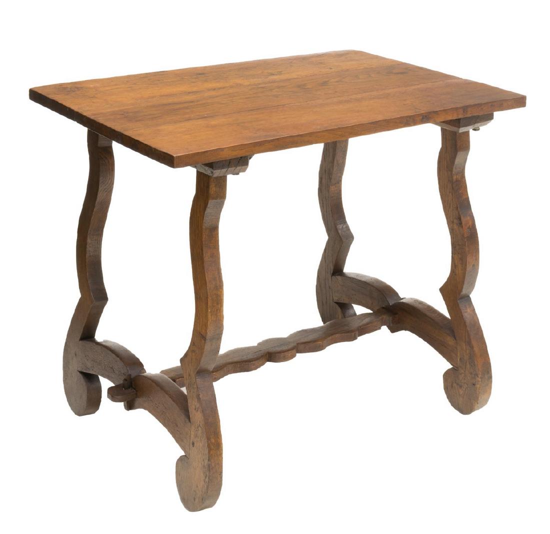 SPANISH BAROQUE STYLE OAK TRESTLE BASE WORK TABLE (1 of 3)