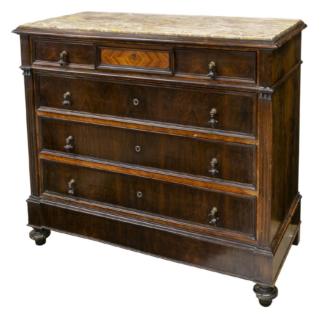 GENOA ITALY ROSEWOOD MARBLE TOP COMMODE, ROVERE (1 of 4)